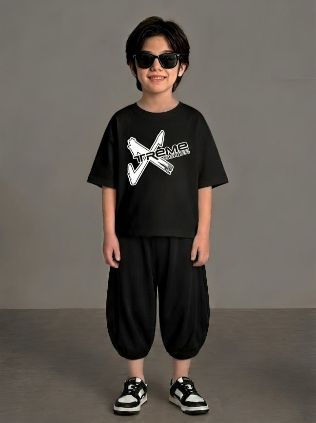 XTREME Black Baggy Cotton Jersey Co-ord Set