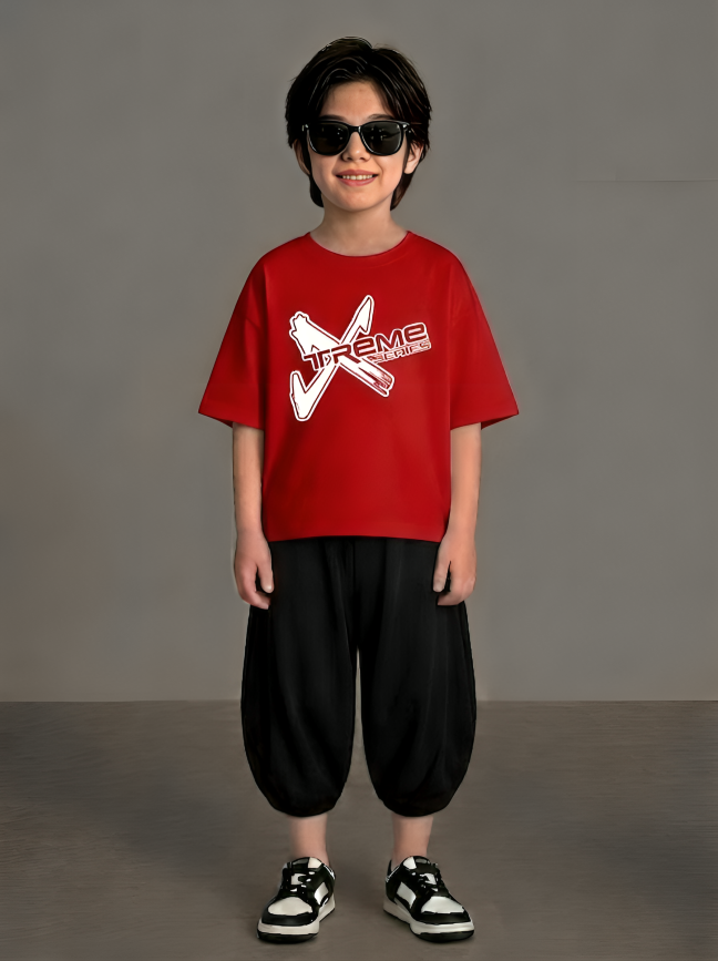 XTREME Red Baggy Cotton Jersey Co-ord Set