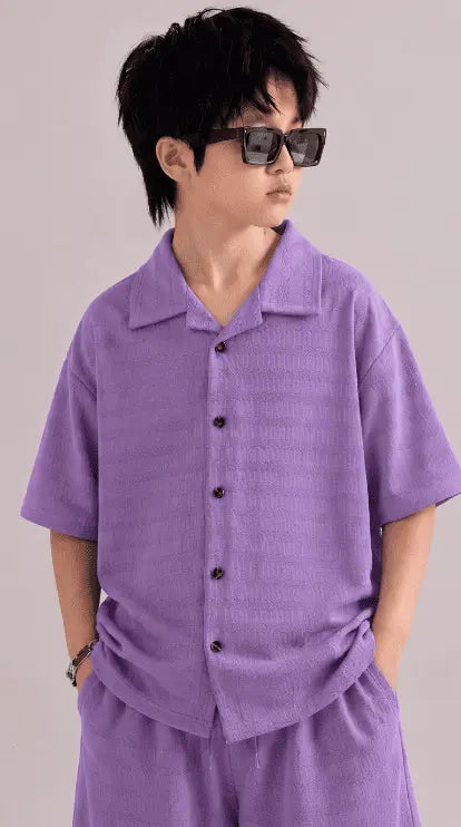 Boys Premium Jacquard Lilac Co-ord Set (Imported Fabric)
