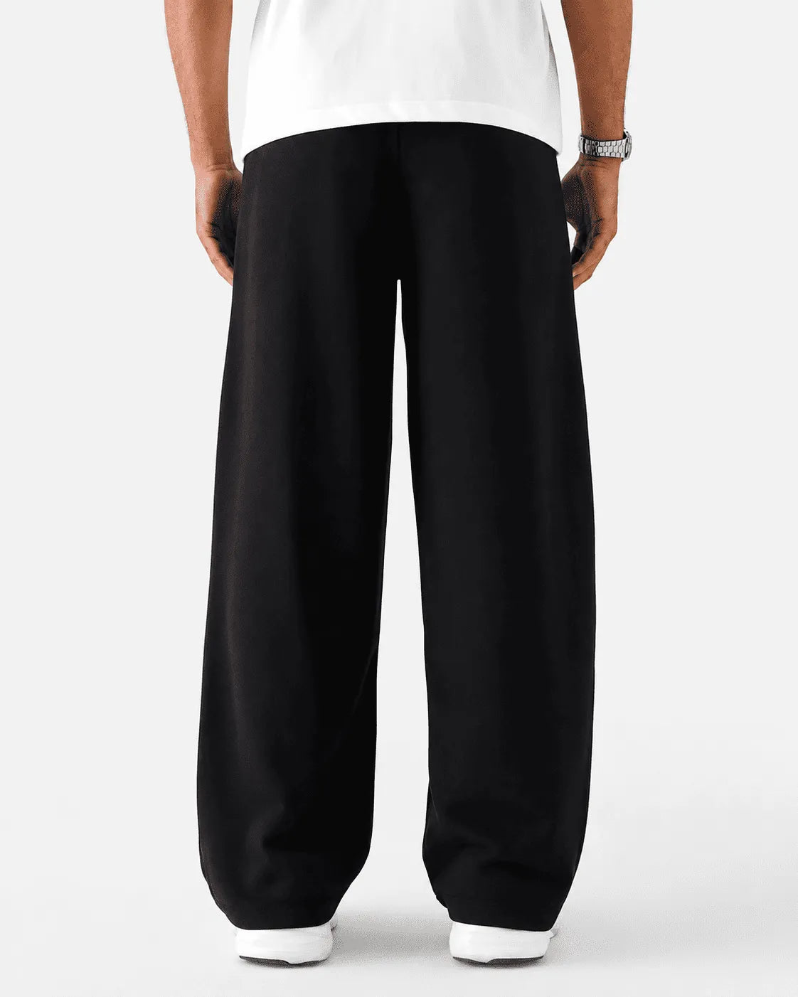 Genzy Black Straight-Leg Baggy Trouser