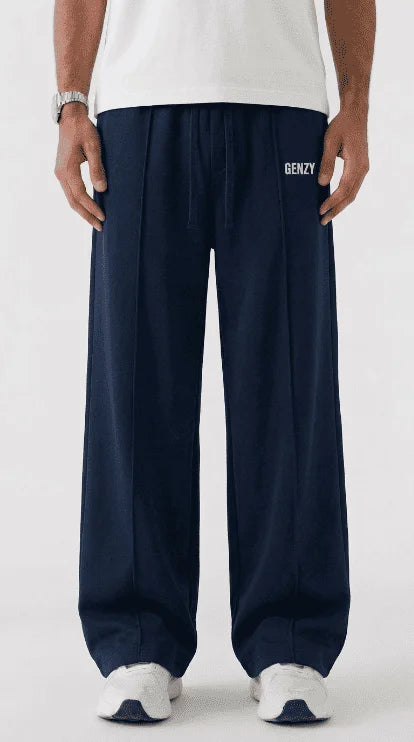Genzy Navy Straight-Leg Baggy Trouser