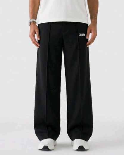 Genzy Black Straight-Leg Baggy Trouser