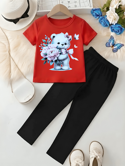 Bear Red Baby Summer Shirt & Trousers