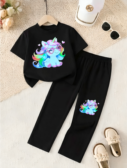Unicorn Black baby Summer Shirt & Trousers