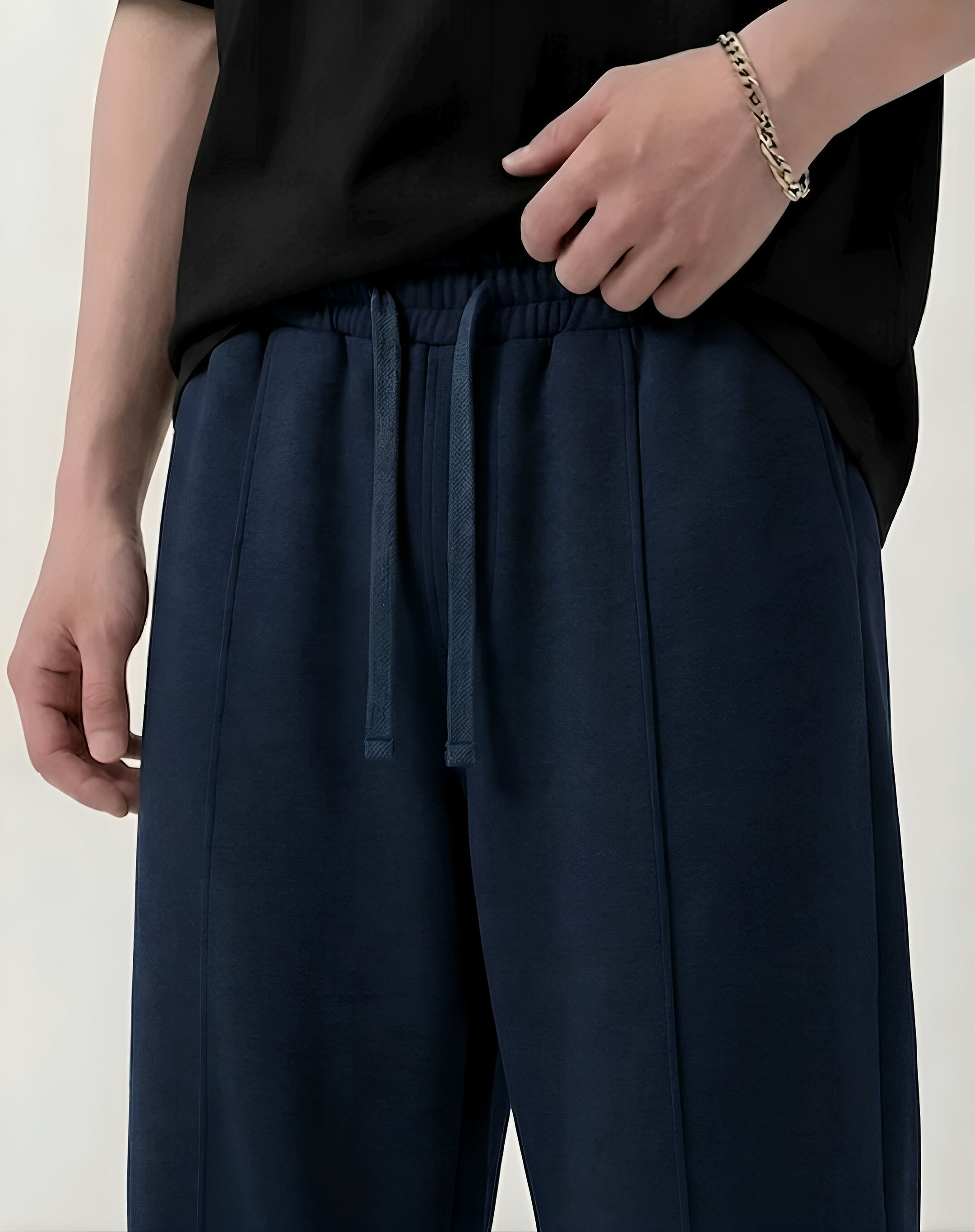 Navy Straight-Leg Baggy Trouser