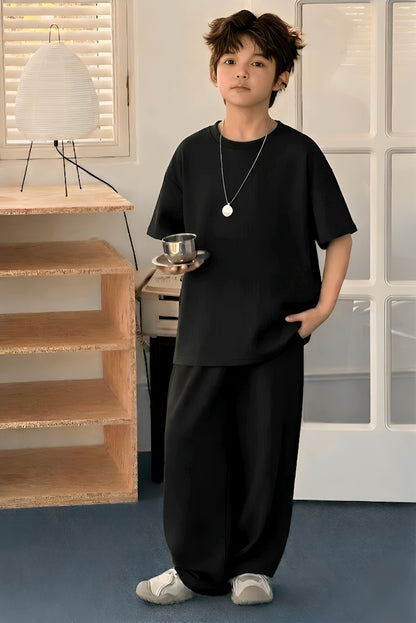 Baggy Suit Black Soft Cotton Jersey for Summer