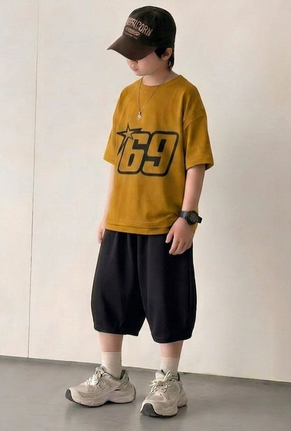 69 Baggy Mustard Suit Soft Cotton Jersey for Summer