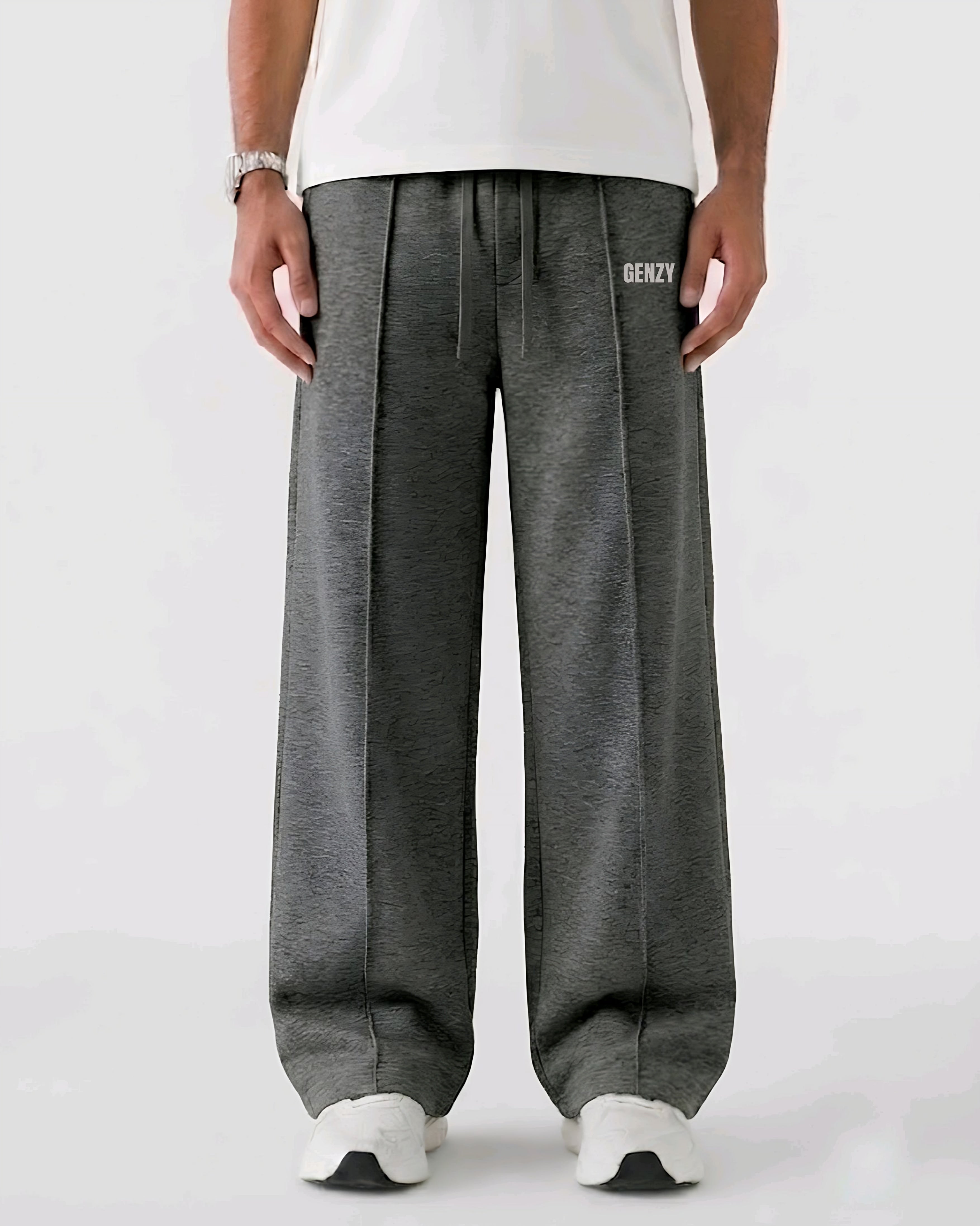 Genzy Charcoal Straight-Leg Baggy Trouser