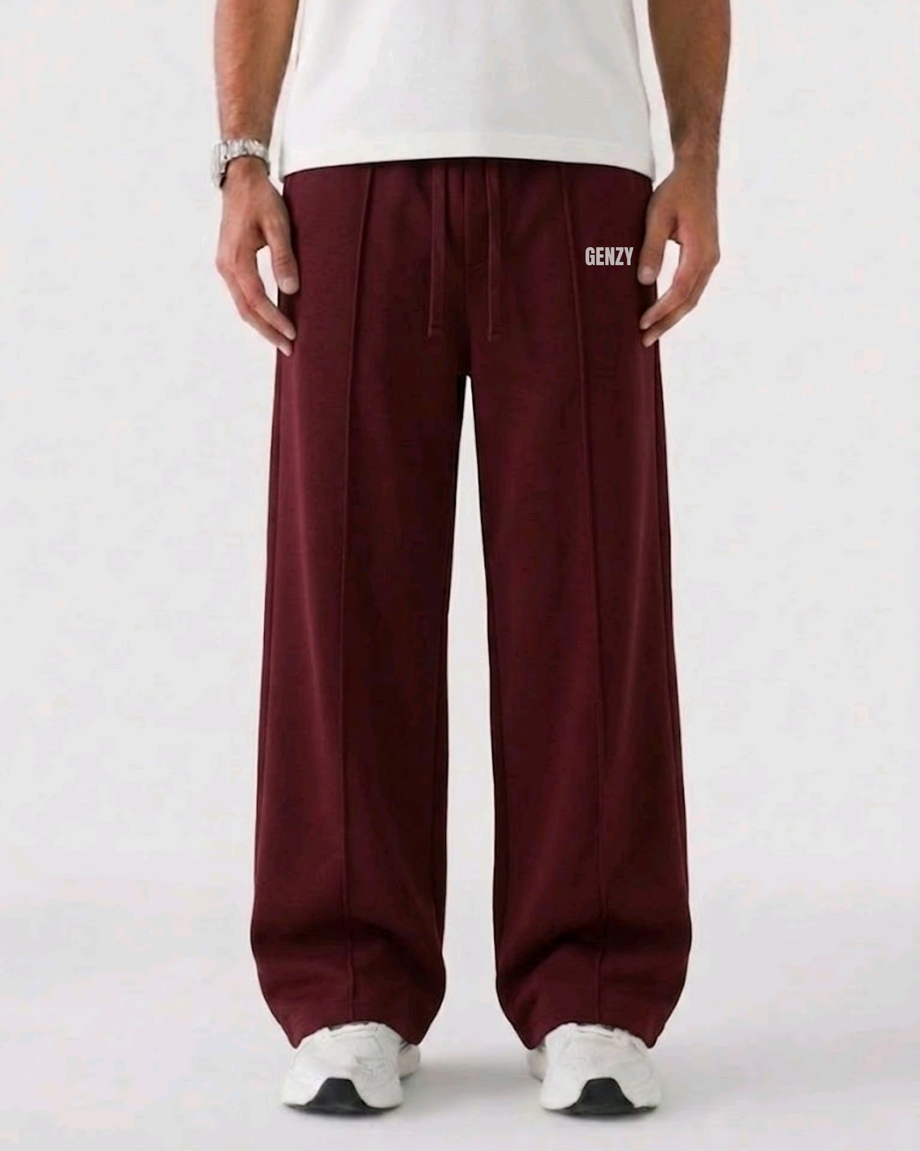 Genzy Maroon Straight-Leg Baggy Trouser