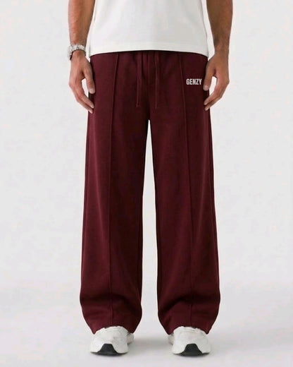 Genzy Maroon Straight-Leg Baggy Trouser