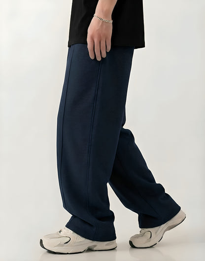 Navy Straight-Leg Baggy Trouser