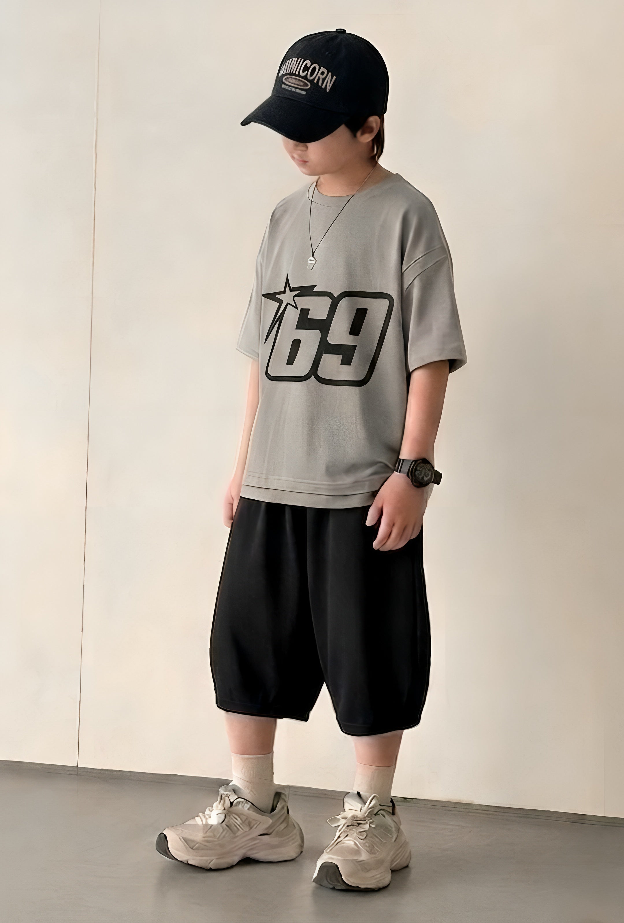 69 Baggy Steel Grey Suit Soft Cotton Jersey for Summer