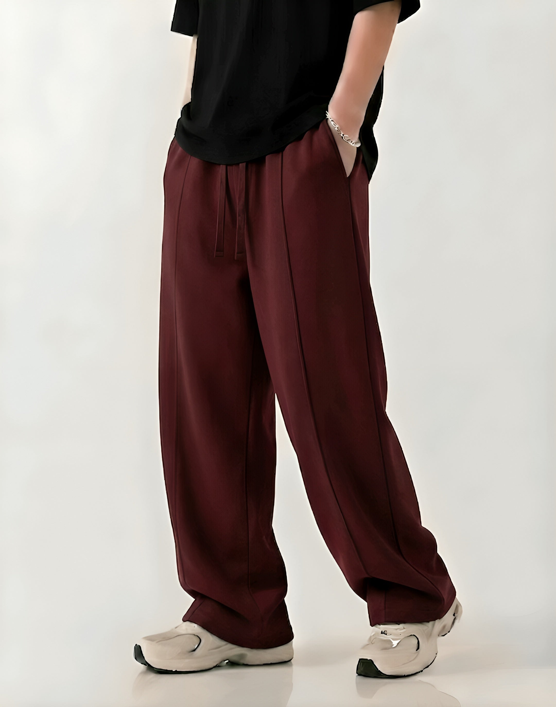 Maroon Straight-Leg Baggy Trouser