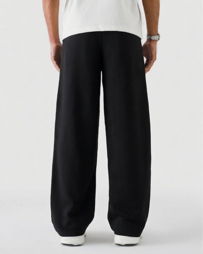 Genzy Black Straight-Leg Baggy Trouser